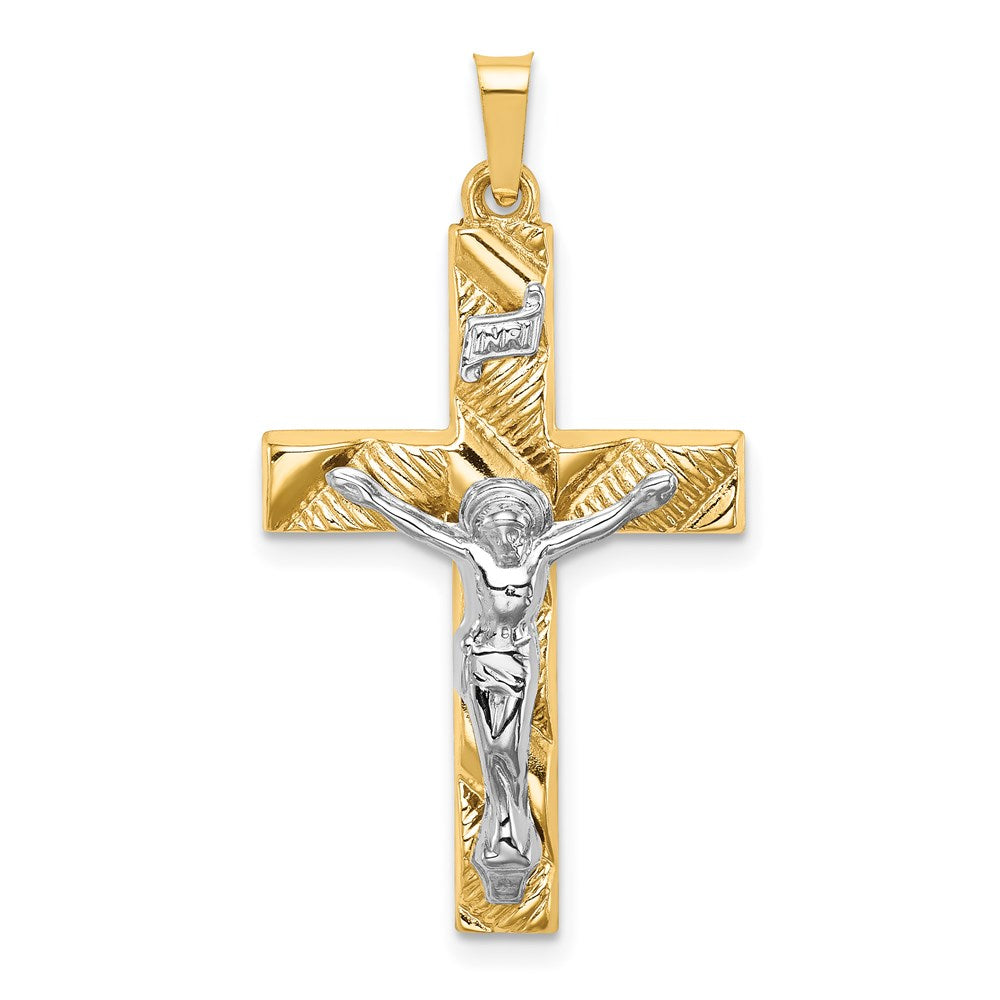 14k Two-tone 14k Two-tone Hollow Polished Textured Latin Crucifix