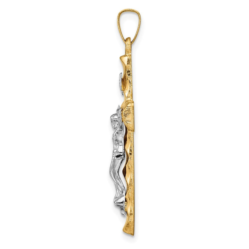 14k Two-tone 14k Two-tone Hollow Polished Textured Latin Crucifix