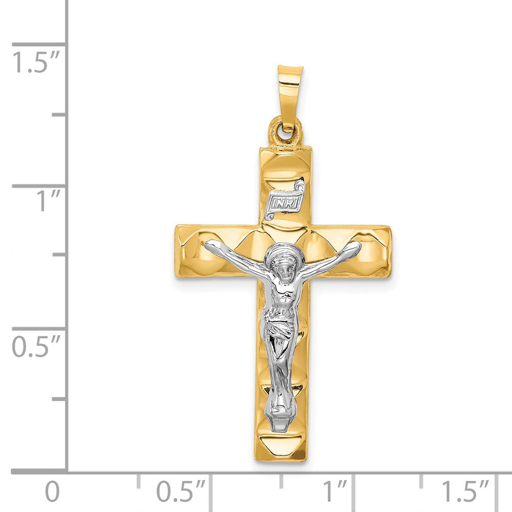14k Two-tone 14k Two-tone Hollow Polished Textured Latin Crucifix