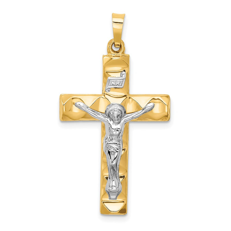 14k Two-tone 14k Two-tone Hollow Polished Textured Latin Crucifix