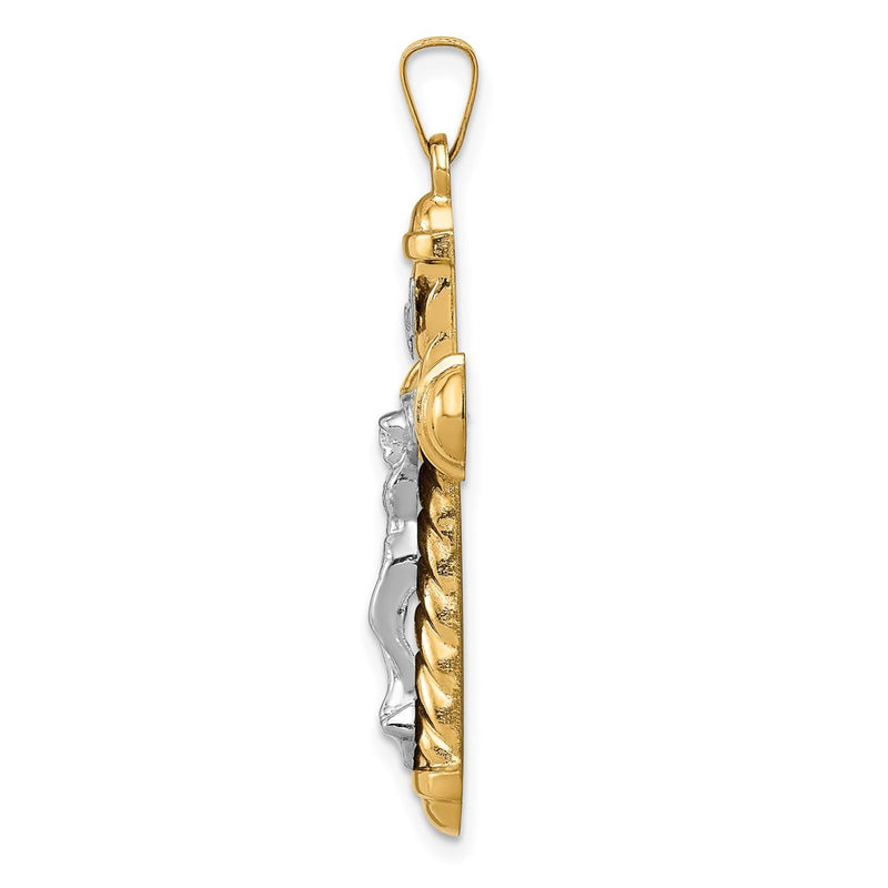 14k Two-tone 14k Two-tone Hollow Polished Chevron Design Crucifix