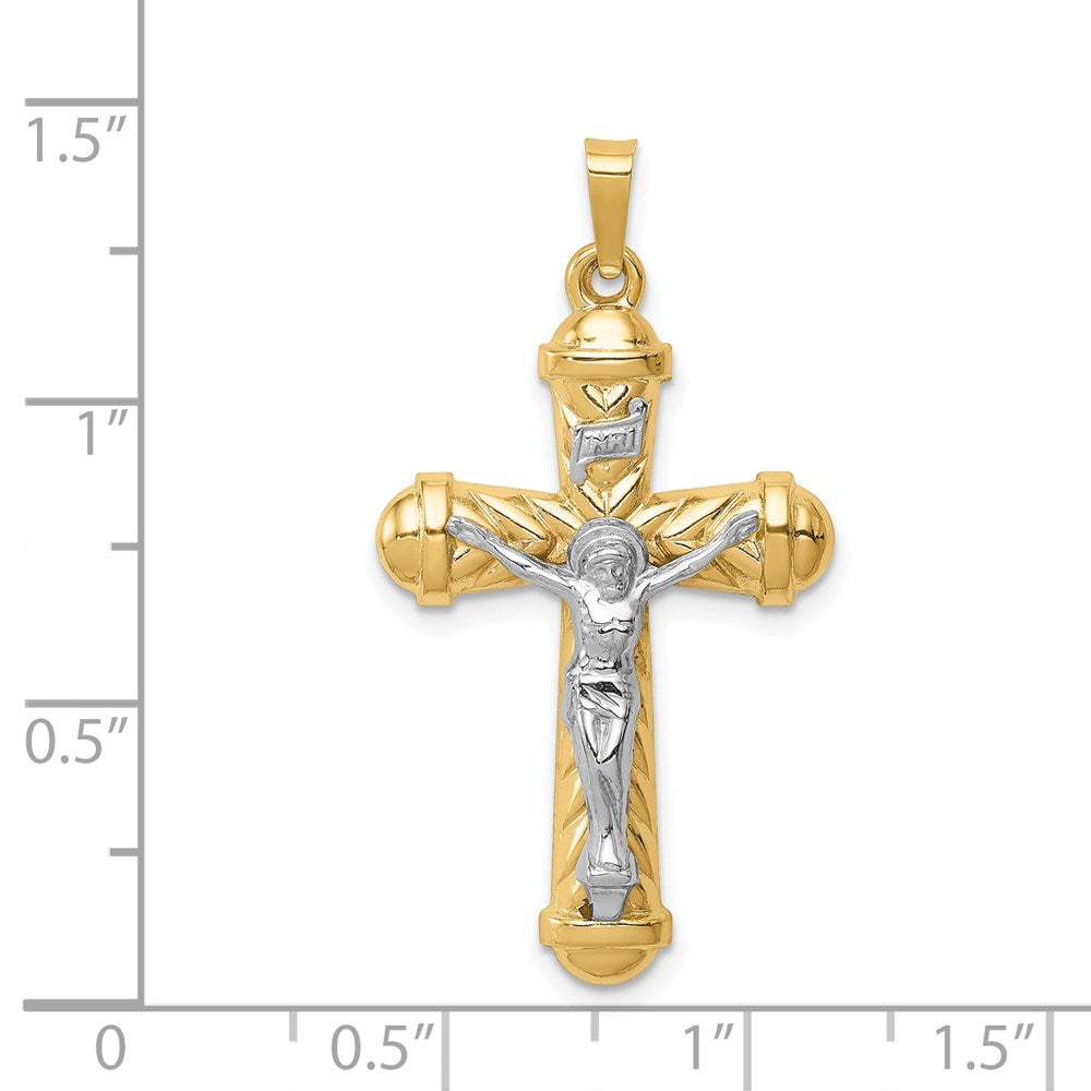 14k Two-tone 14k Two-tone Hollow Polished Chevron Design Crucifix