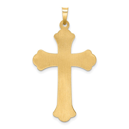 14k Two-tone 14k Two-tone Hollow Polished Woven Fleur de Lis Crucifix