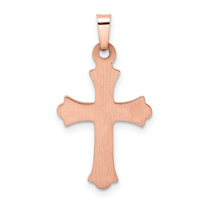 14k Two-tone 14k Rose and White Gold Polished Fleur de Lis INRI Hollow Crucifix
