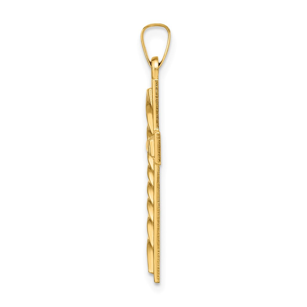 14k Yellow Gold 14k Polished and Twisted Hollow Cross Pendant