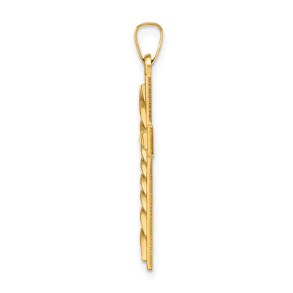 14k Yellow Gold 14k Polished and Twisted Hollow Cross Pendant
