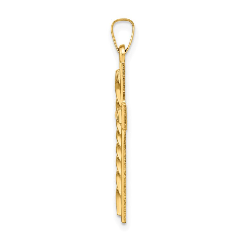 14k Yellow Gold 14k Polished and Twisted Hollow Cross Pendant