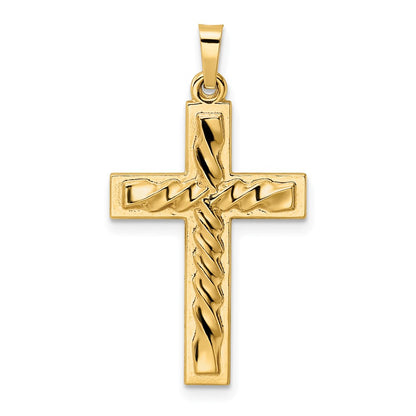 14k Yellow Gold 14k Polished and Twisted Hollow Cross Pendant