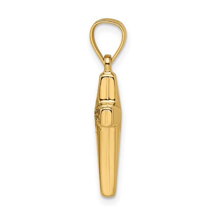 14k Yellow Gold 14k Polished Diamond-cut Reversible Puffed Cross Pendant
