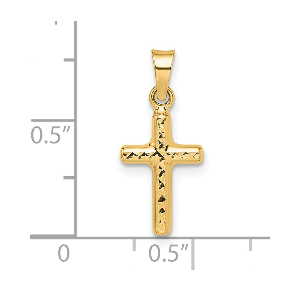 14k Yellow Gold 14k Polished Diamond-cut Reversible Puffed Cross Pendant