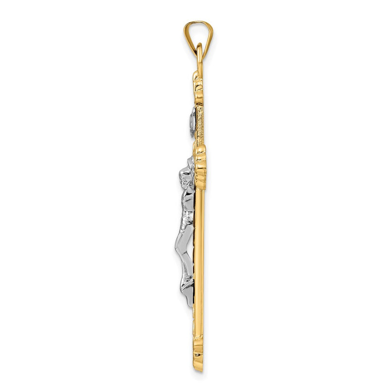14k Two-tone 14k Two-tone Polished Hollow INRI Budded Crucifix Pendant