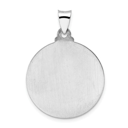 14k White Gold 14k White Gold Polished and Satin Hollow Jesus Face Disc Pendant