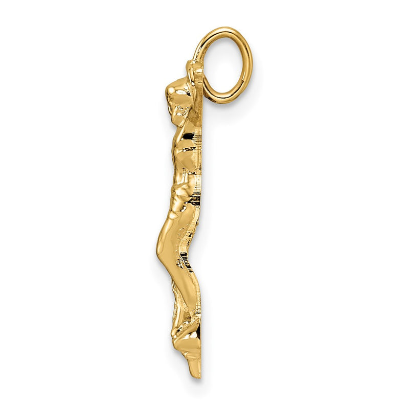 14K Yellow Gold Polished Solid Risen Christ Chain Slide