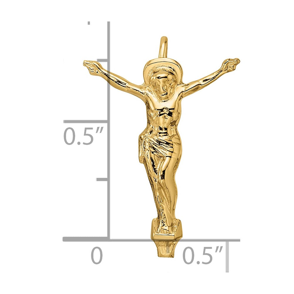 14K Yellow Gold Polished Solid Risen Christ Chain Slide