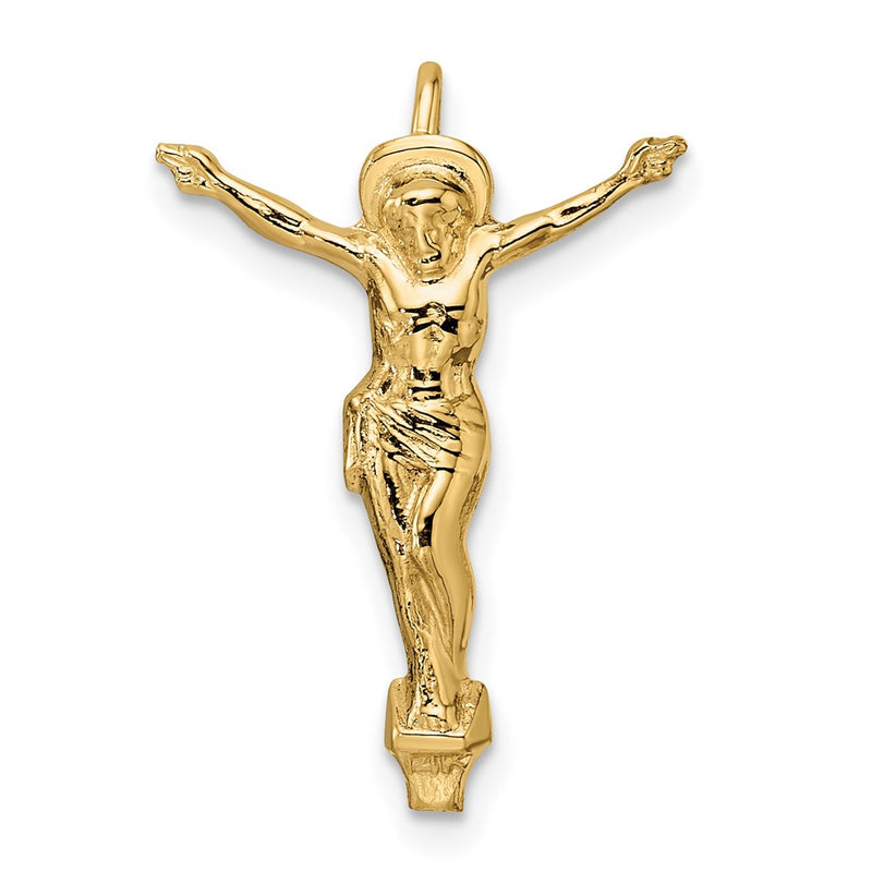 14K Yellow Gold Polished Solid Risen Christ Chain Slide