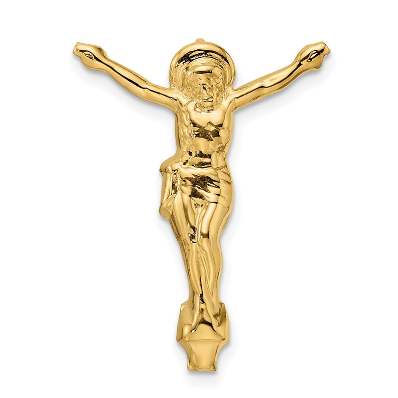 14K Yellow Gold Polished Solid Risen Christ Chain Slide