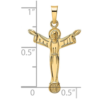 14k Yellow Gold 14k Polished Solid Risen Christ Pendant