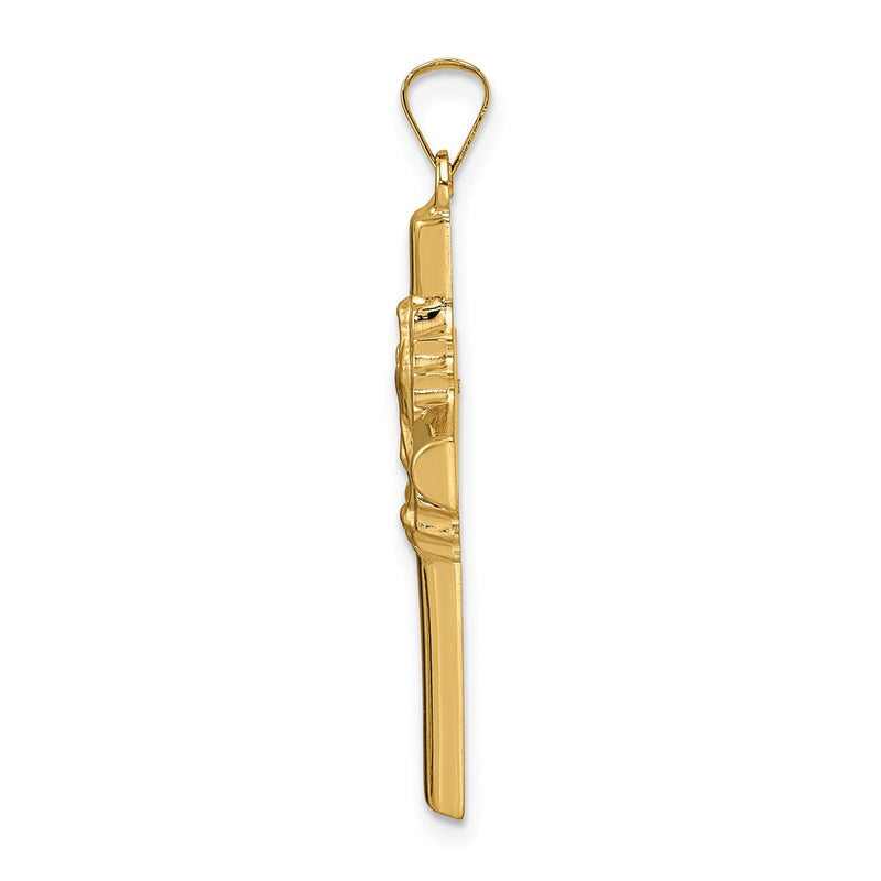 14k Yellow Gold 14k Polished and Satin Hollow Cross Pendant