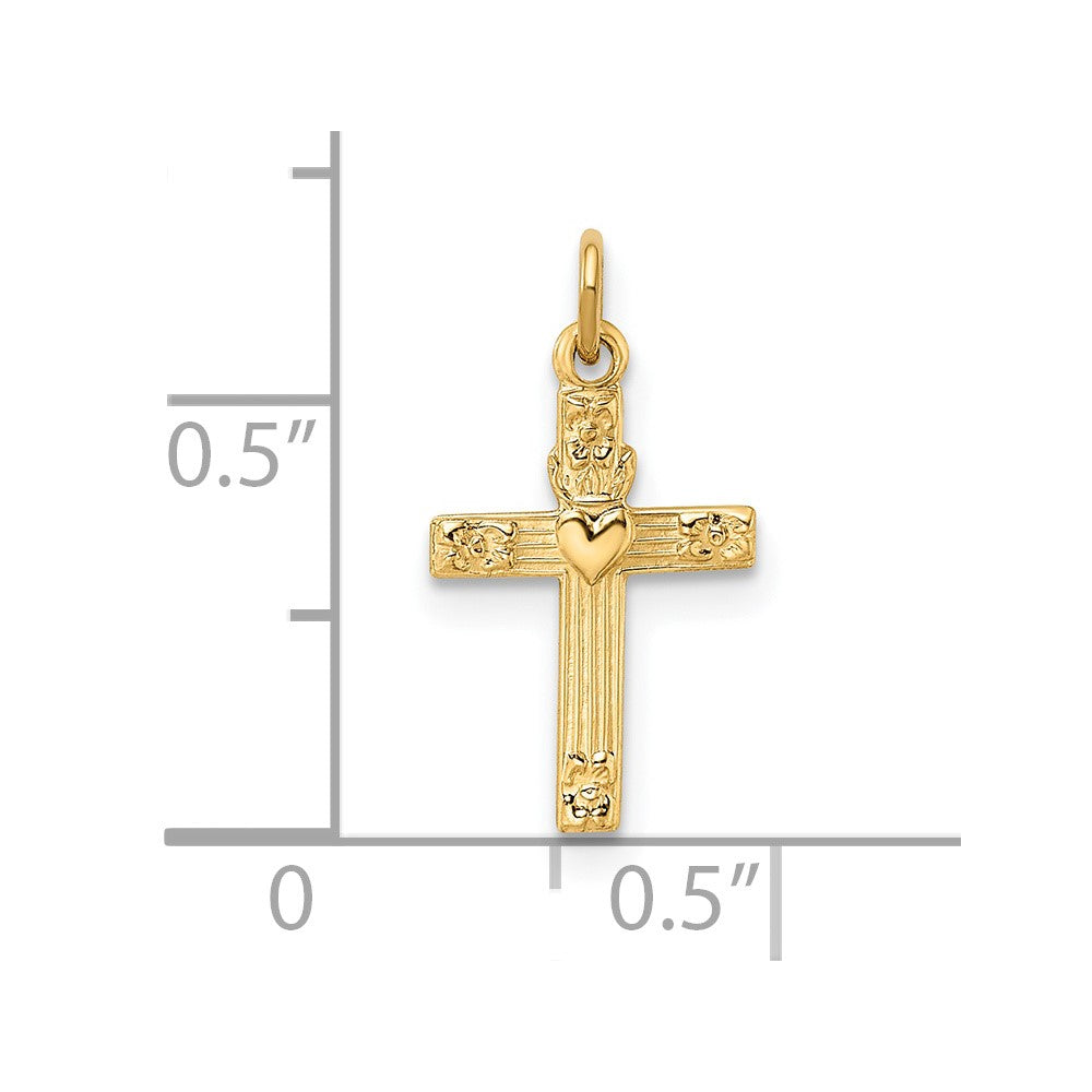 14k Yellow Gold 14k Polished Solid Heart Cross Pendant