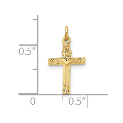 14k Yellow Gold 14k Polished Solid Heart Cross Pendant