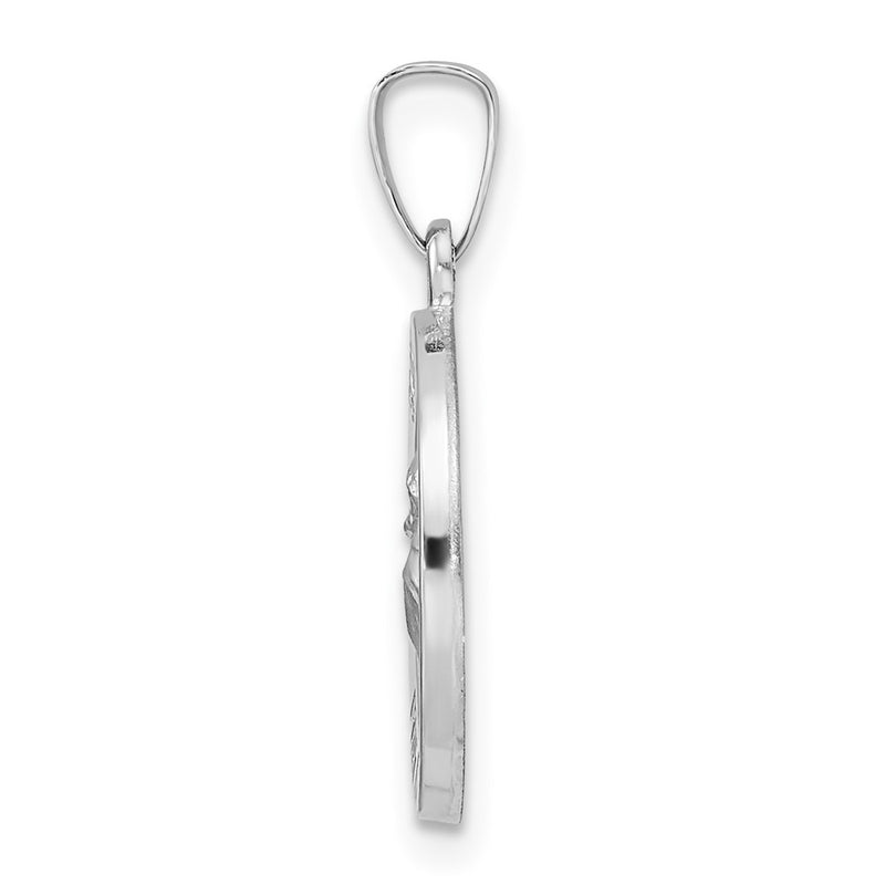 14k White Gold 14k White Gold Polished and Satin Hollow St Anthony Medal Pendant