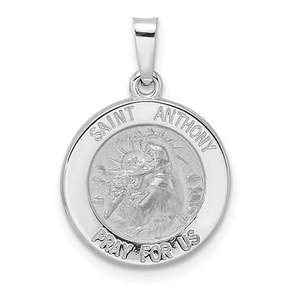 14k White Gold 14k White Gold Polished and Satin Hollow St Anthony Medal Pendant