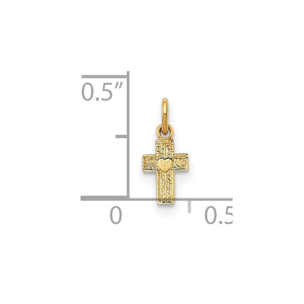 14k Yellow Gold 14k Polished Solid Tiny Heart Cross Pendant