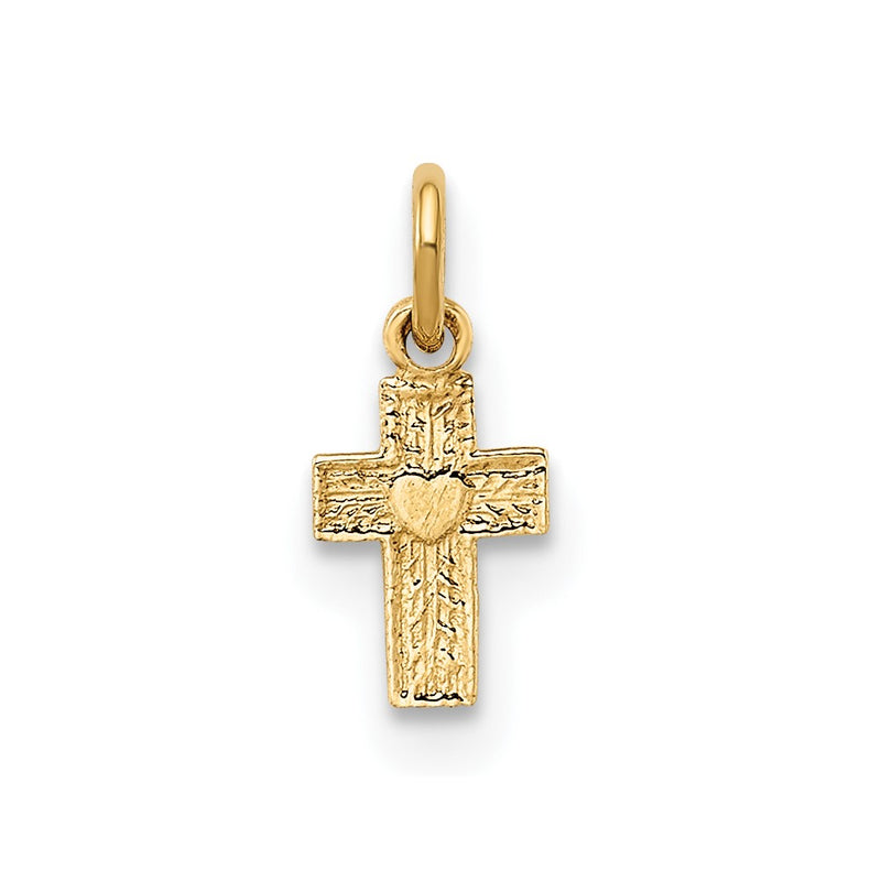14k Yellow Gold 14k Polished Solid Tiny Heart Cross Pendant