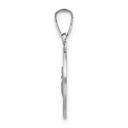 14K White Gold Polished And Satin Hollow St Anthony Medal Pendant