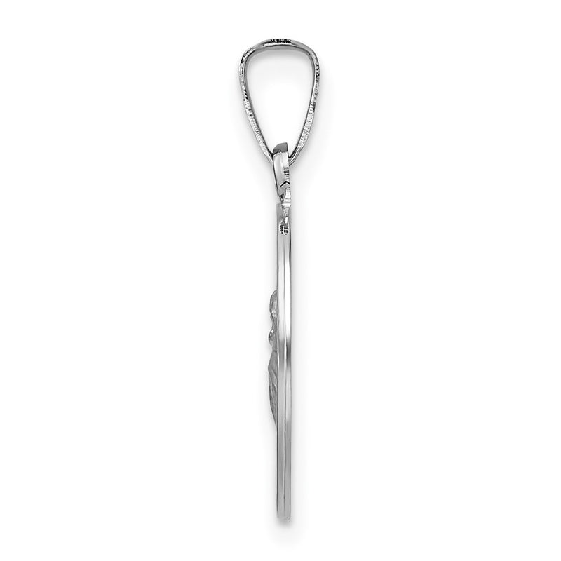 14K White Gold Polished And Satin Hollow St Anthony Medal Pendant