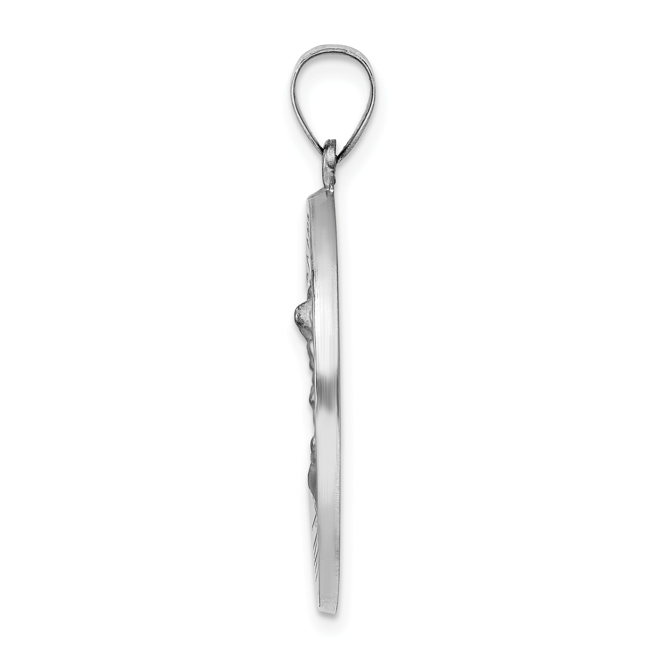 14k White Gold 14k White Gold Polished and Satin Hollow St Michael Medal Pendant