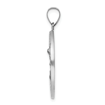 14k White Gold 14k White Gold Polished and Satin Hollow St Michael Medal Pendant