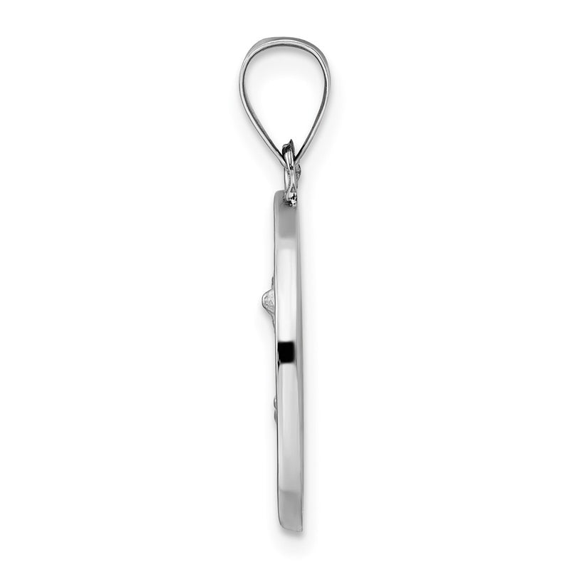 14k White Gold 14k White Gold Polished and Satin Hollow St Michael Medal Pendant