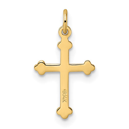 14k Yellow Gold 14k Polished and Textured Solid Diamond Shape Cross Pendant