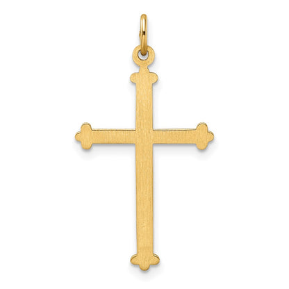 14k Yellow Gold 14k Polished and Textured Solid Diamond Shape Cross Pendant
