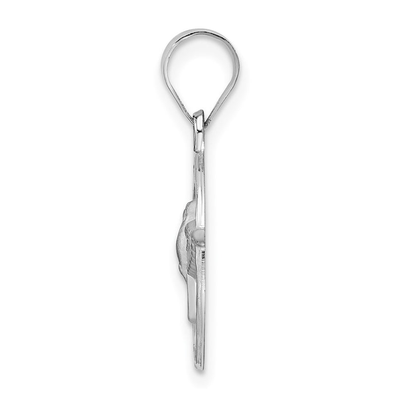 14k White Gold 14k White Gold Polished and Satin Hollow Holy Spirit Pendant