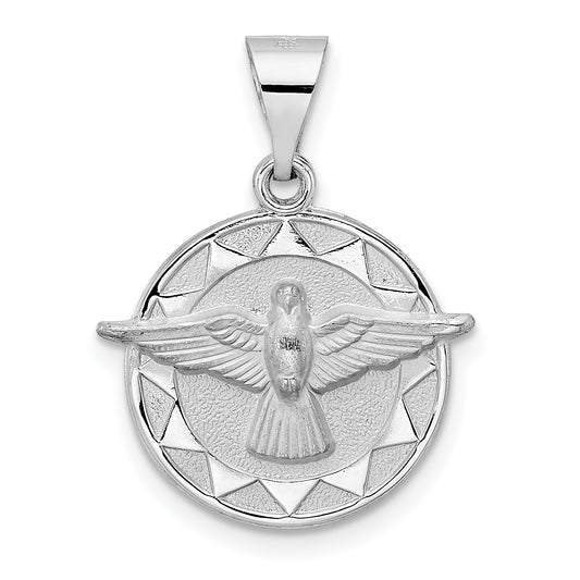 14k White Gold 14k White Gold Polished and Satin Hollow Holy Spirit Pendant