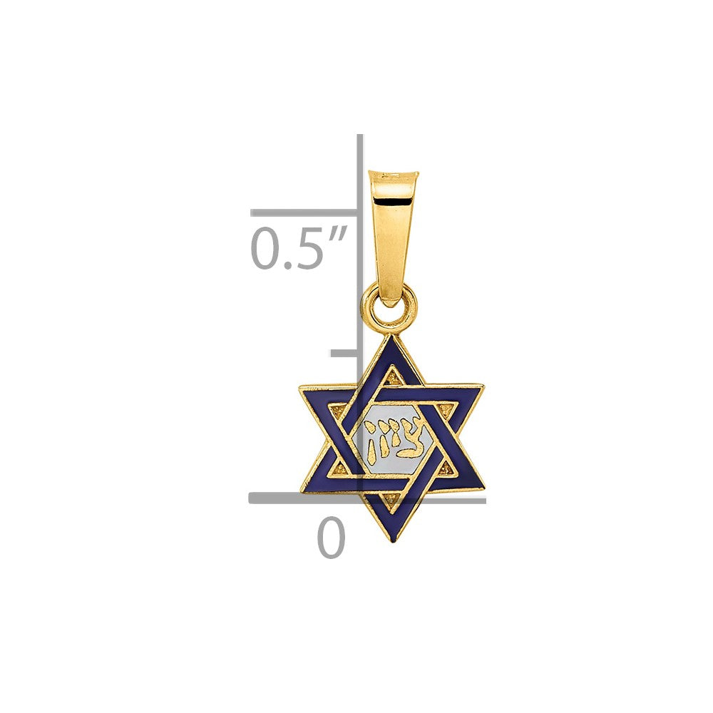 14k Yellow Gold 14k Polished and Enameled Solid Star of David Pendant
