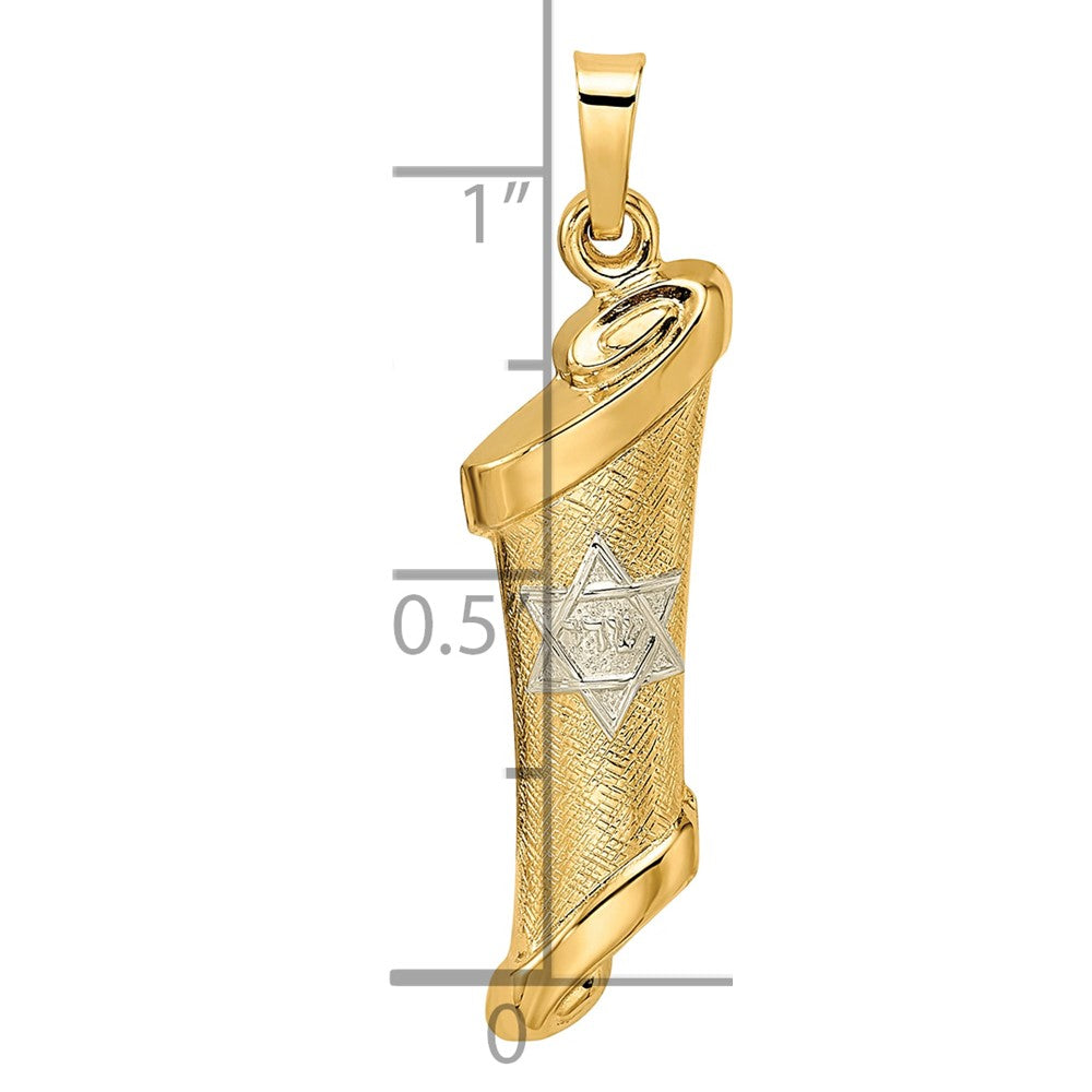 14k Two-tone 14k Two-tone Polished and Textured Hollow Mezuzah Pendant