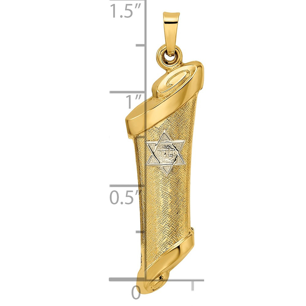 14k Two-tone 14k Two-tone Hollow Mezuzah and Star Pendant