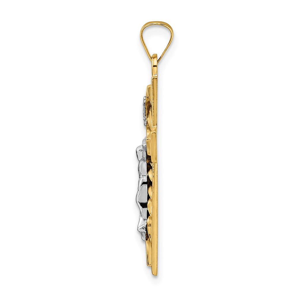 14k Two-tone 14k Two-tone Polished and Twisted Hollow INRI Crucifix Pendant