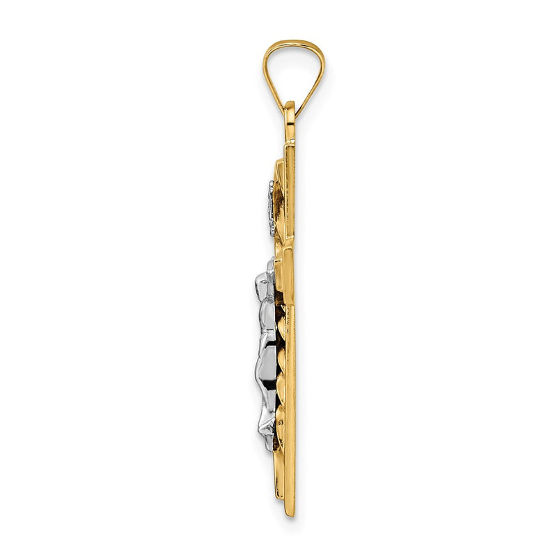 14k Two-tone 14k Two-tone Polished and Twisted Hollow INRI Crucifix Pendant