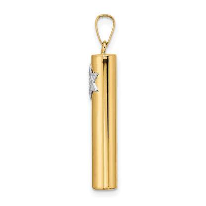 14k Yellow Gold 14k Polished Hollow Mezuzah w/Star of David Pendant