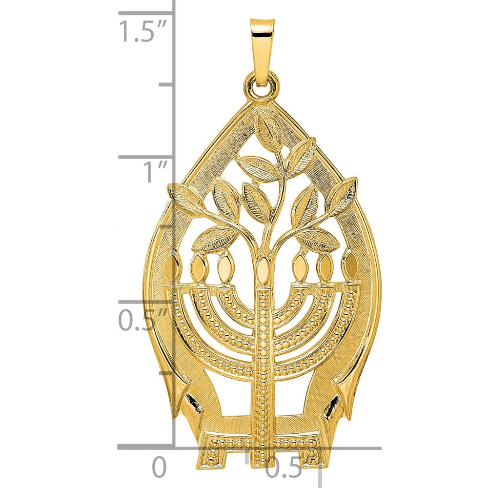 14k Yellow Gold 14k Polished Hollow Menorah Tree of Life Pendant