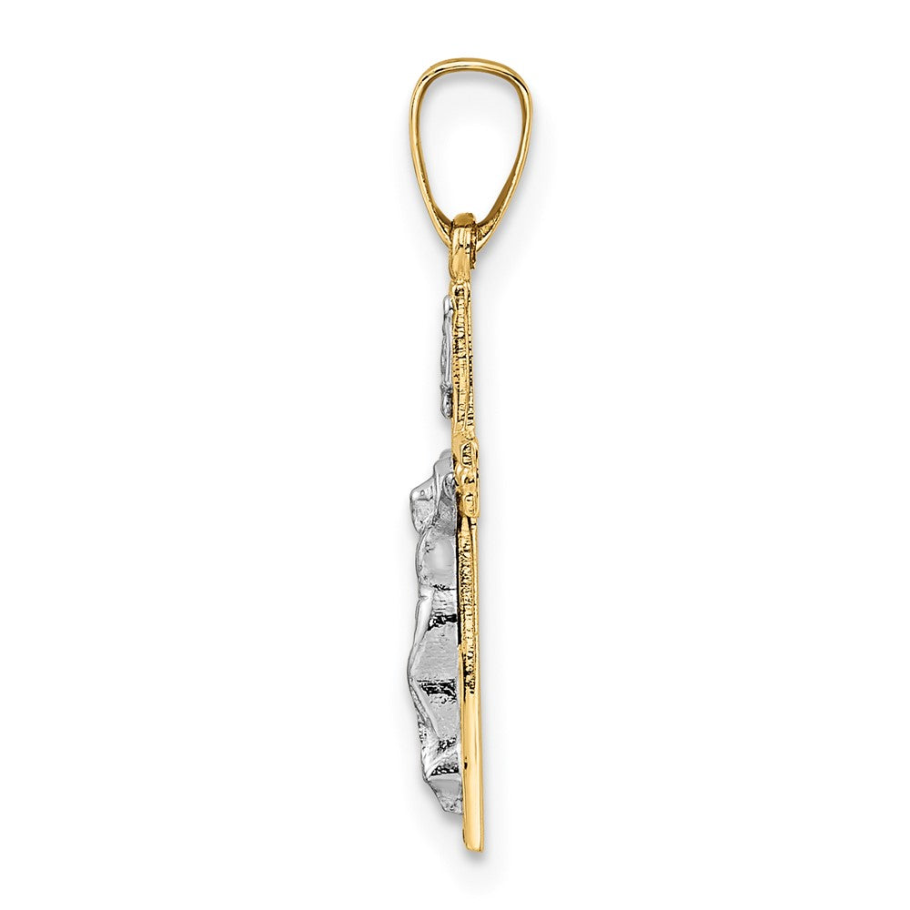 14k Two-tone 14k Two-tone Polished Solid INRI Crucifix Pendant