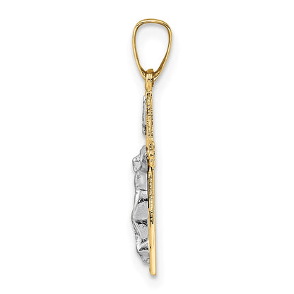 14k Two-tone 14k Two-tone Polished Solid INRI Crucifix Pendant