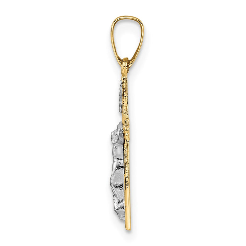 14k Two-tone 14k Two-tone Polished Solid INRI Crucifix Pendant