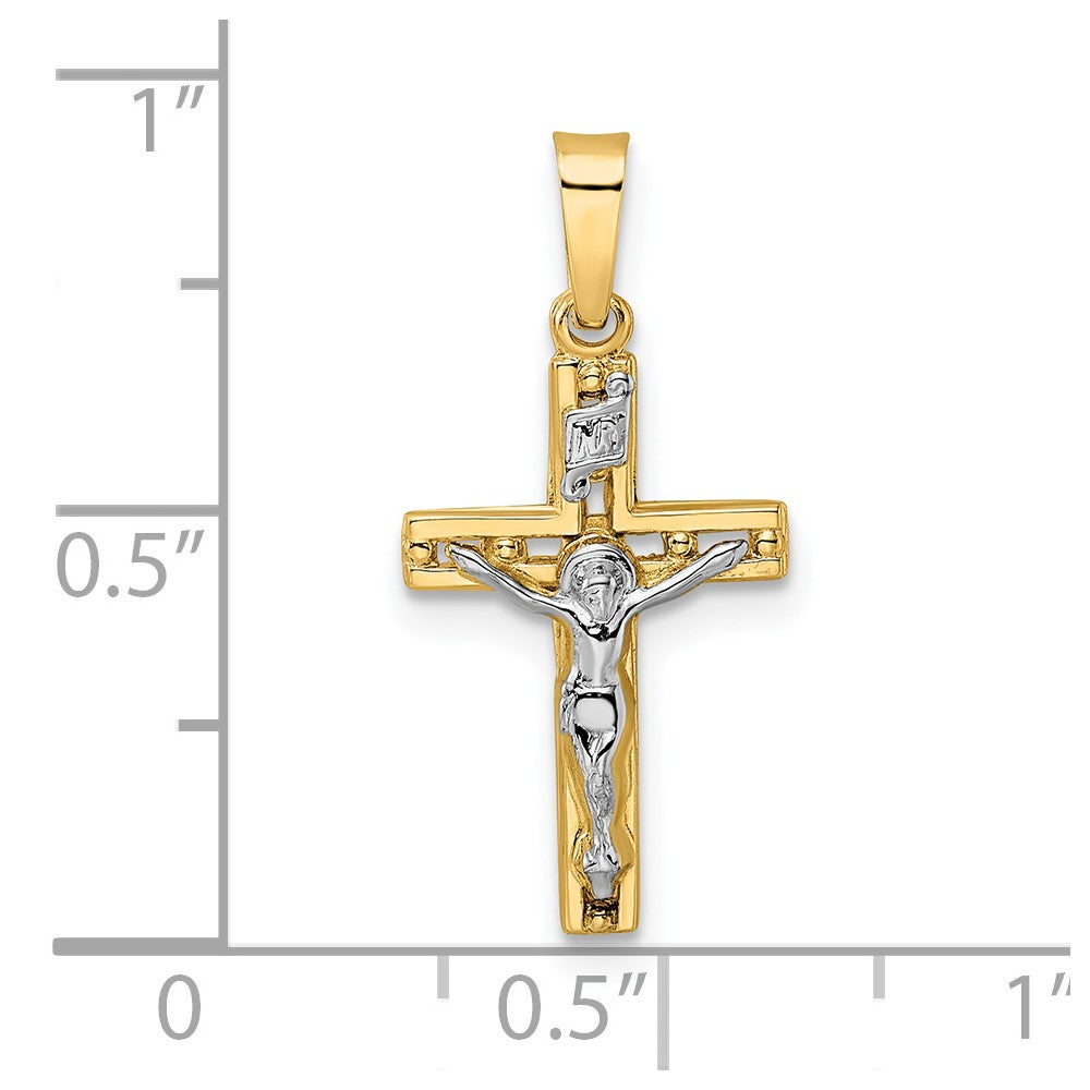 14k Two-tone 14k Two-tone Polished Solid INRI Crucifix Pendant