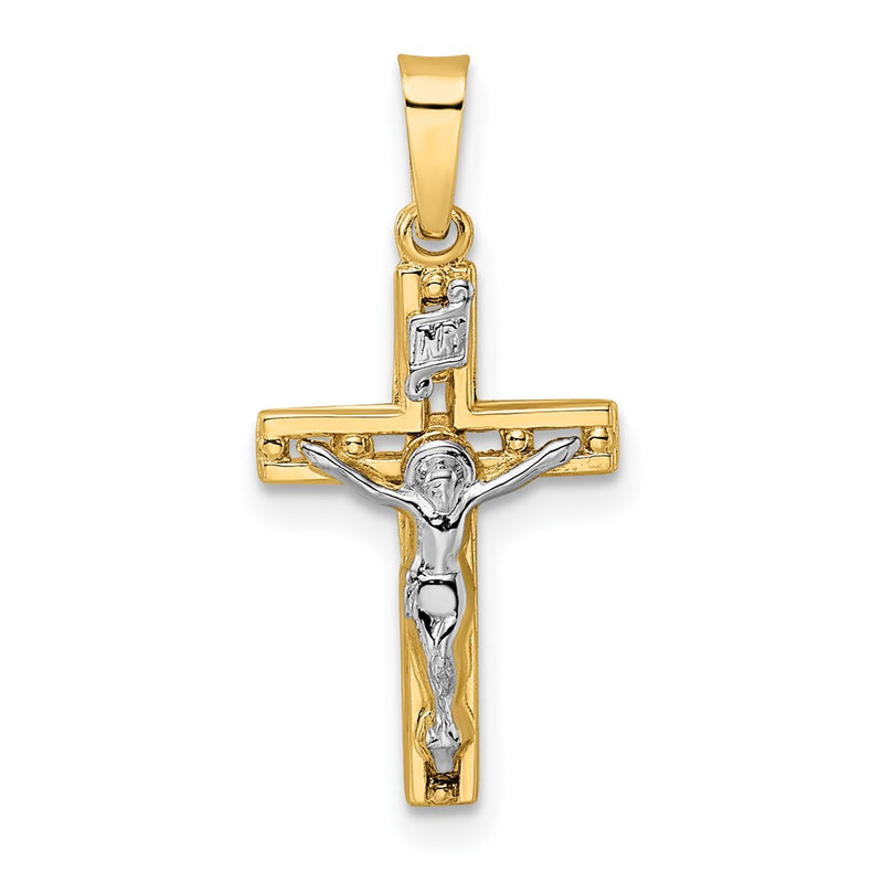 14k Two-tone 14k Two-tone Polished Solid INRI Crucifix Pendant