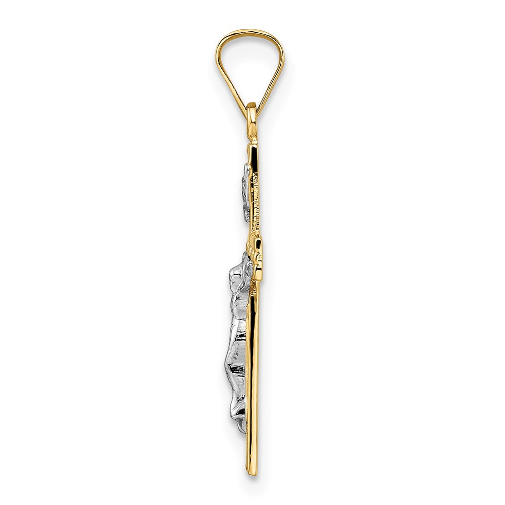 14k Two-tone 14k Two-tone Polished Solid INRI Crucifix Pendant